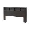 King size Bookcase Headboard in Washed Black Wood Finish