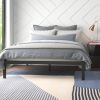 Queen Black Metal Platform Bed Frame with Wood Slats - 700 lbs Weight Capacity