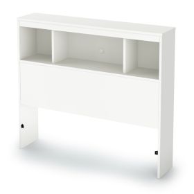 Twin size Modern Bookcase Headboard in White Wood Finish