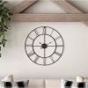 Round 24-inch Metal Wall Clock with Roman Numerals