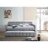 Gray Tufted Polyester Linen Twin Daybed with Trundle