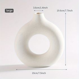 1pc; Modern Home Decor, White Ceramic Circle Vase (Color: Beige, size: large)