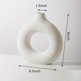 1pc; Modern Home Decor, White Ceramic Circle Vase (Color: Beige, size: XL)