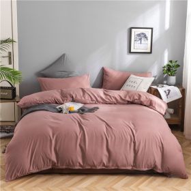 Simple Style 4 Piece Quilt Cover, Sheet and Pillowcase Set (Color: Dark pink, size: 200x230cm 4-piece)