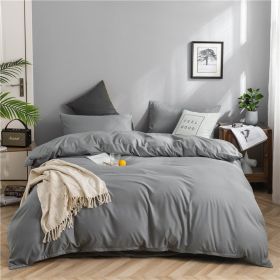 Simple Style 4 Piece Quilt Cover, Sheet and Pillowcase Set (Color: light grey, size: 220x240cm 4-piece)