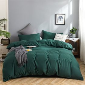 Simple Style 4 Piece Quilt Cover, Sheet and Pillowcase Set (Color: dark green, size: 200x230cm 4-piece)