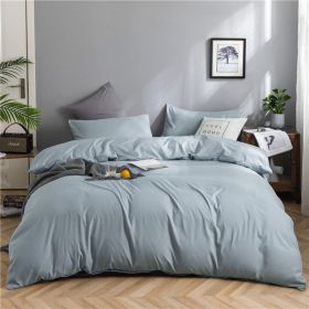 Simple Style 4 Piece Quilt Cover, Sheet and Pillowcase Set (Color: sky blue, size: 180x200cm 4-piece)