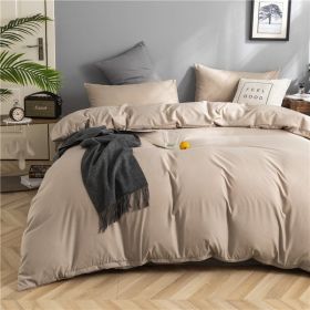 Simple Style 4 Piece Quilt Cover, Sheet and Pillowcase Set (Color: Khaki, size: 220x240cm 4-piece)