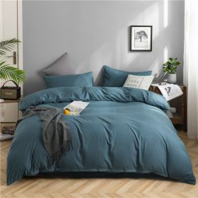 Simple Style 4 Piece Quilt Cover, Sheet and Pillowcase Set (Color: Blue, size: 150x200cm 3-piece)