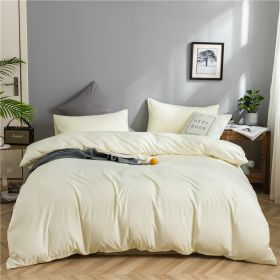 Simple Style 4 Piece Quilt Cover, Sheet and Pillowcase Set (Color: Beige, size: 150x200cm 3-piece)