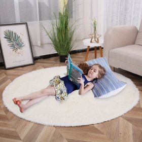 Plush Velvet Area Rug, 62.99" (Color: Beige White, size: 62.99inch)