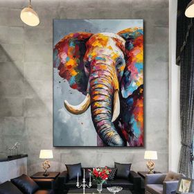 Hand Painted Colorful Elephant Oil Painting on Canvas (Style: 01, size: 100X150cm)