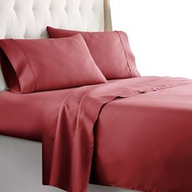 Twin Size Sheets Set - Bedding Sheets & Pillowcases w/ 16 inch Deep Pockets (Color: Red, Piece Type: 3 Piece 1800 Series Twin)