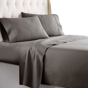 Full Size Bedding Sheets & Pillowcases w/ 16 inch Deep Pockets (Color: Grey, Piece Type: 4 Piece 1800 Series Full Bed)