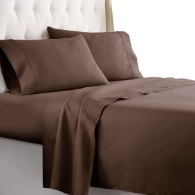 Full Size Bedding Sheets & Pillowcases w/ 16 inch Deep Pockets (Color: Brown, Piece Type: 4 Piece 1800 Series Full Bed)