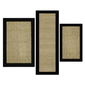 Machine Washable Faux Sisal Gray Indoor Accent Rug Set, 3-Piece Set (Color: 3PC - 1'8"x2'6", 2'6"x3'10", 1'9"x5',Black)