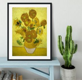 Another Vase Of Sunflowers Framed Print (Color: Black, size: 48" x 32" / 120cm x 80cm (approx))