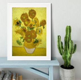 Another Vase Of Sunflowers Framed Print (Color: White, size: 36" x 24" / 90cm x 60cm (approx))