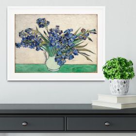 Irises in a vase Framed Print (Color: White, size: 18" x 12" / 48cm x 30cm (approx))