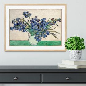 Irises in a vase Framed Print (Color: Natural, size: 48" x 32" / 120cm x 80cm (approx))