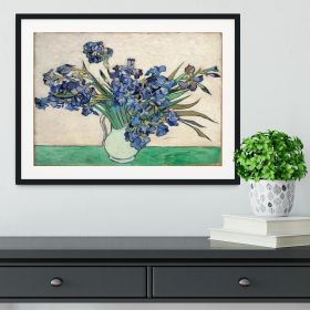 Irises in a vase Framed Print (Color: Black, size: 12" x 8" / 30cm x 20cm (approx))