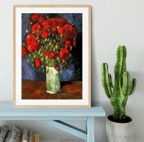 Vase With Red Poppies By Van Gogh Framed Print (Color: Natural, size: 12" x 8" / 30cm x 20cm (approx))