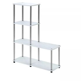 4 Tier Multi Shelf L Bookshelf (Color: White)