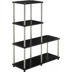 4 Tier Multi Shelf L Bookshelf (Color: Black)