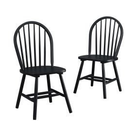 Autumn Lane Windsor Solid Wood Dining Chairs (Color: Black)