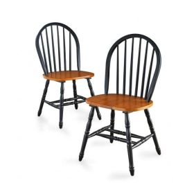 Autumn Lane Windsor Solid Wood Dining Chairs (Color: Black and Oak)