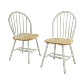 Autumn Lane Windsor Solid Wood Dining Chairs (Color: White and Oak)