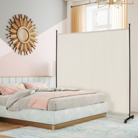 6 Feet Single Panel Rolling Room Divider with Smooth Wheels (Color: White)