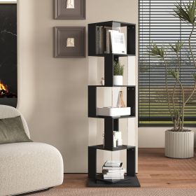 5 tier Rotating Bookshelf (Color: Black, Tier: 5)