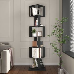 5 tier Rotating Bookshelf (Color: Black, Tier: 6)