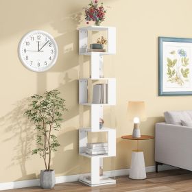 5 tier Rotating Bookshelf (Color: White, Tier: 6)