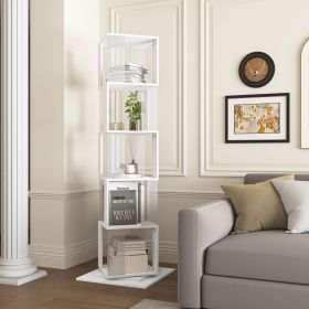 5 tier Rotating Bookshelf (Color: White, Tier: 5)