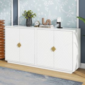 Modern Functional Large Storage Space Sideboard (Color: White, Material: MDF)