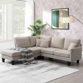 Terrycloth Modern Sectional Sofa (Color: Beige)