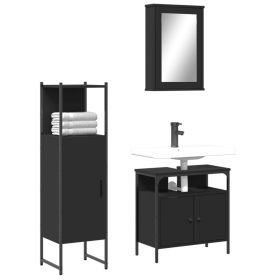 3 Piece Bathroom Furniture Set (Color: Black)